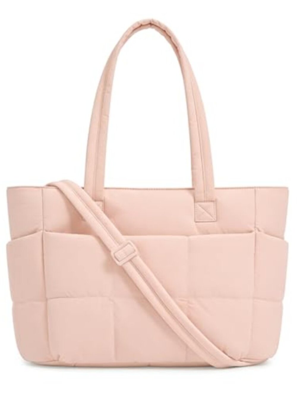 Large Puffer Quilted Tote Bag Laptop Compartment Work Crossbody Shoulder Nylon